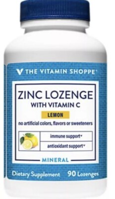 The Vitamin Shoppe Zinc Lozenge Vitamin C Lemon 90 Lozenges