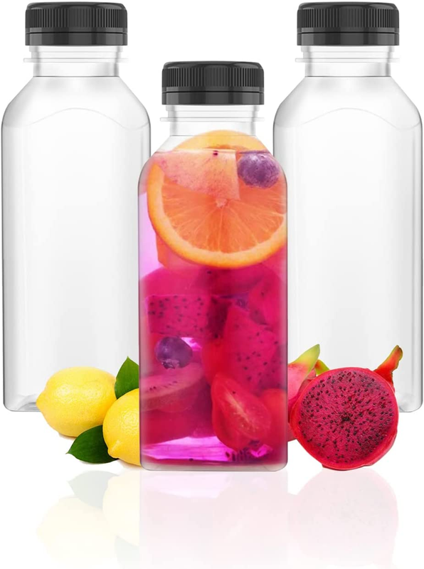 3 Pcs 12 Ounce Plastic Juice Bottles, Beverage Containers, f