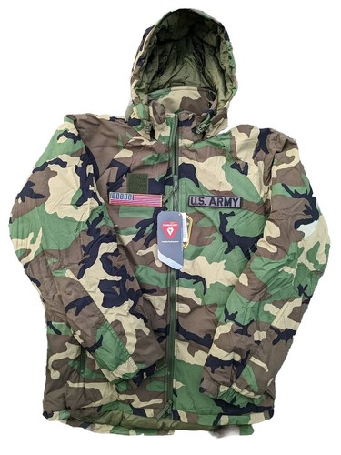 Pre-owned Us Army Military Cold Weather Parka Primaloft Jacket Ecwcs Woodland Gen 3 Lev 7 In Brown