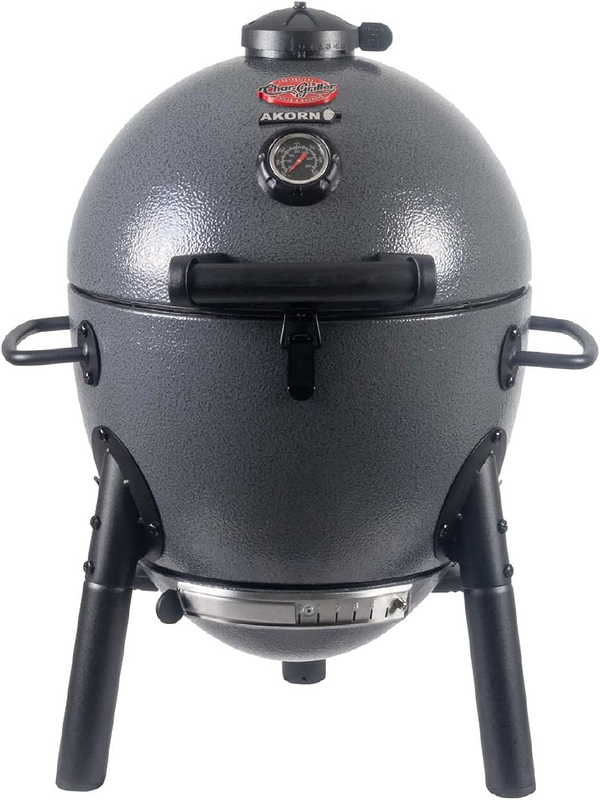 Charcoal Grill and Smoker with Cast Iron Grates and Locking Lid with 155 Cooking