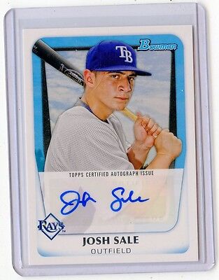 2011 BOWMAN #BPA-JS JOSH SALE AUTOGRAPH ROOKIE CARD RC - TAMPA BAY RAYS 022314. rookie card picture