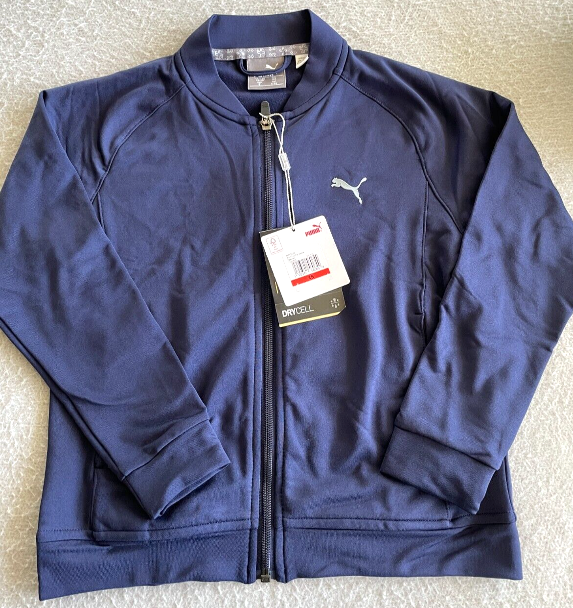 Puma Boys X-Small Full Zip Jacket Peacoat Blue Athletic Jacket Long Sleeve - Picture 1 of 5