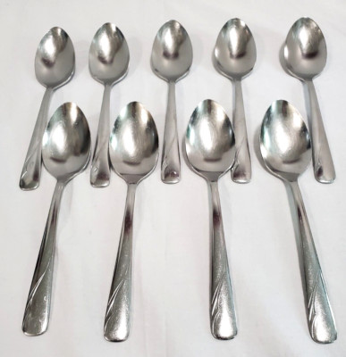 9 Oneida Soup Spoons Oceanic Stainless Oval 7 ¼  Glossy Flatware Silverware