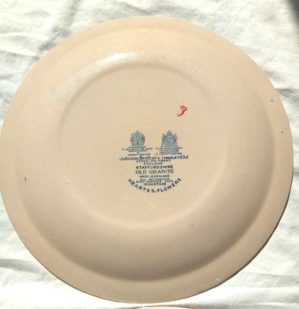 Vintage Johnson Bros Old Granite Hearts & Flowers 10