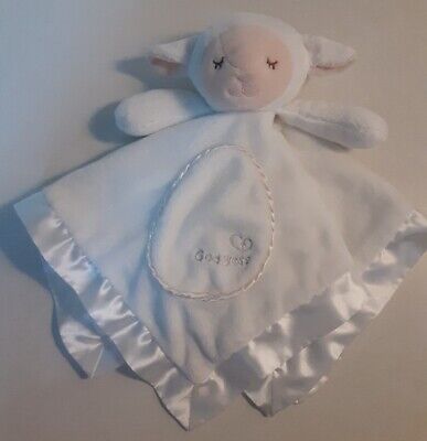 Douglas Baby Lovey Lamb Sheep Security Blanket White Satin Edged 15in Sq
