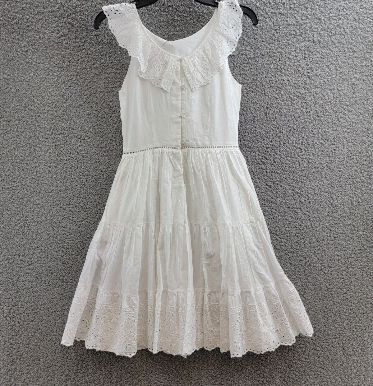Polo Ralph Lauren Eyelet​ Voile Fit & Flare Dress Girls' 14 White Button Back - Picture 9 of 16