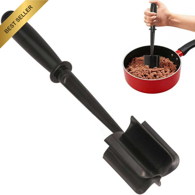 Meat Chopper, 5-Blade Curved Potato Masher & Hamburger Meat Smasher, Ground Beef