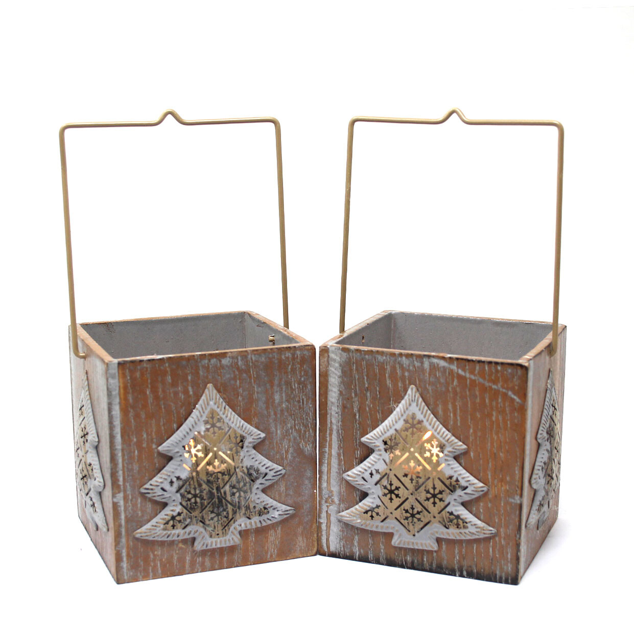 2 x Christmas Tea Light Holder lanternes
