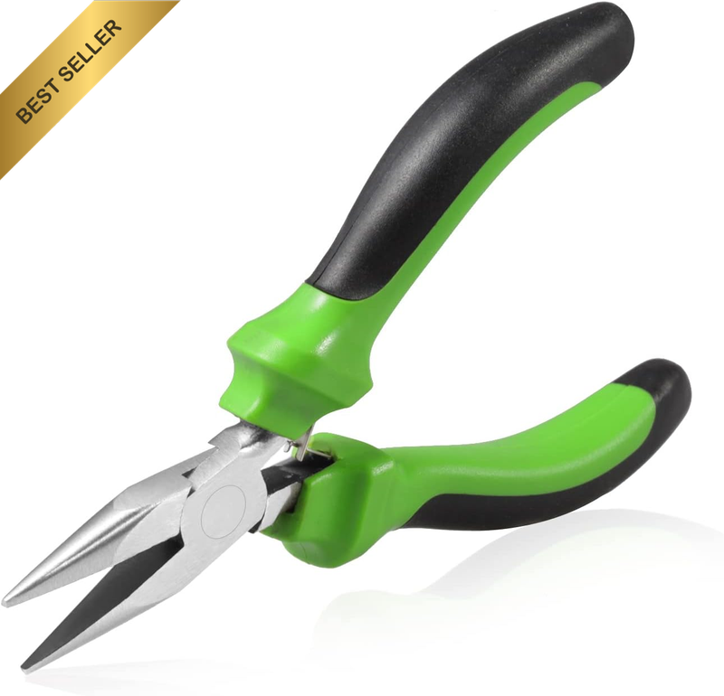 Mini Long Nose Pliers 5 Inches, Jewelry Beading Tool with Non-Serrated Jaws for