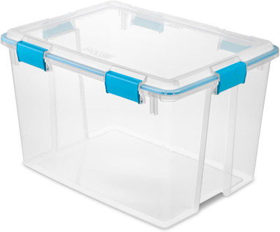 Sterilite 80 Qt Gasket Box, Stackable Storage Bin with Latching Lid and Tight Se