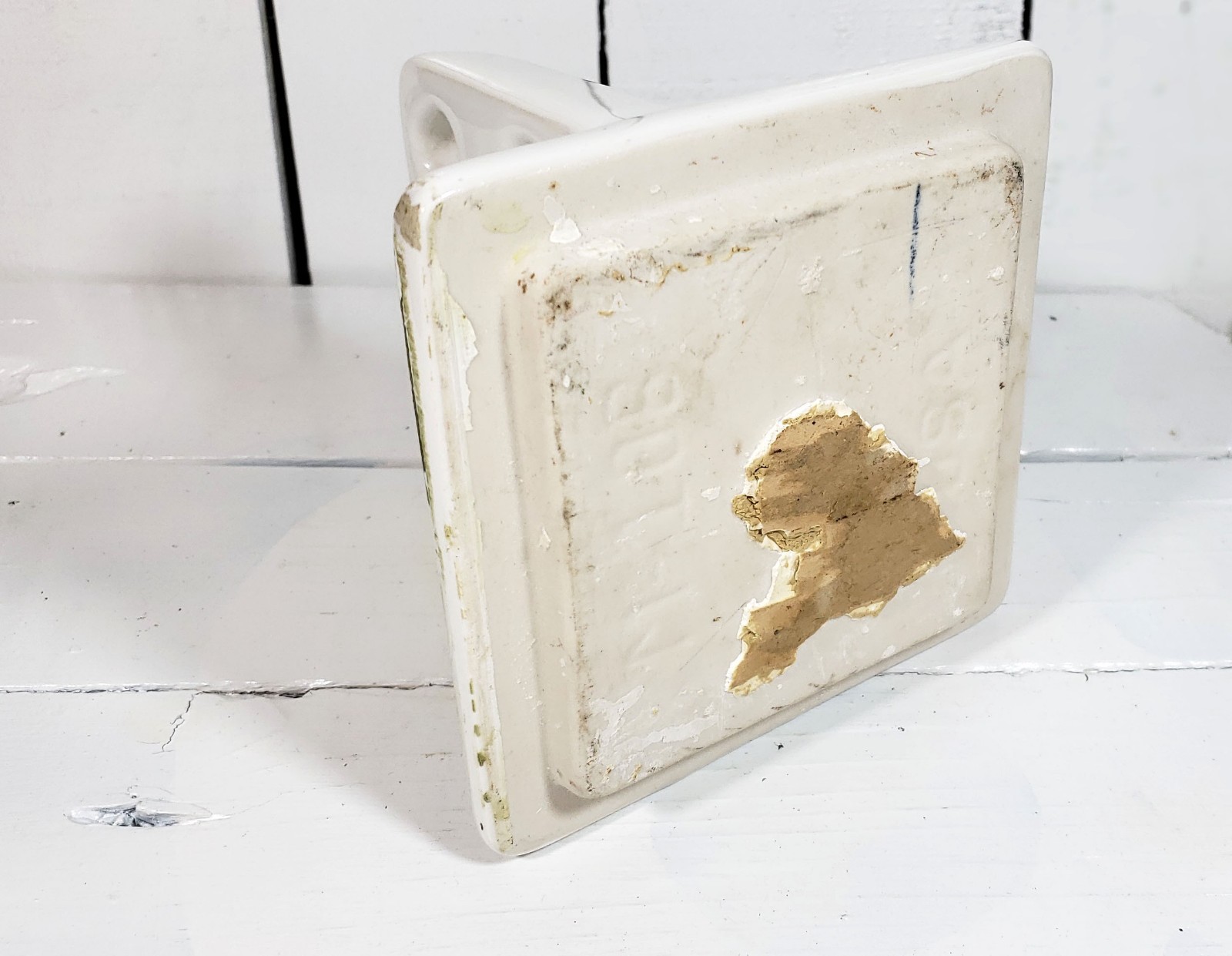 Toothbrush Holder & Cup Holder White Porcelain Vintage  5