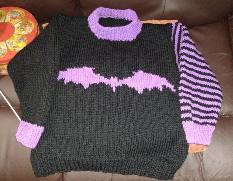 Handmade Halloween Bat Purple Black For Child Size 10 Year old