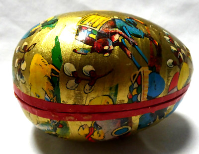 Vintage Gold West German Easter Egg 3 ½   Candy Container