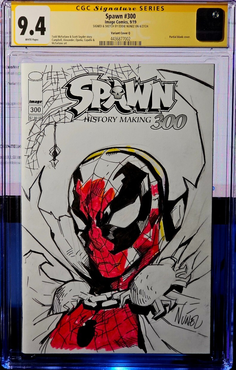 Spawn #300 Blank Variant CGC Eddie Nunez Spider-spawn Sketch Spider-man Spawn #300 Blank Variant CGC Eddie Nunez Spider-spawn Sketch Spider-man