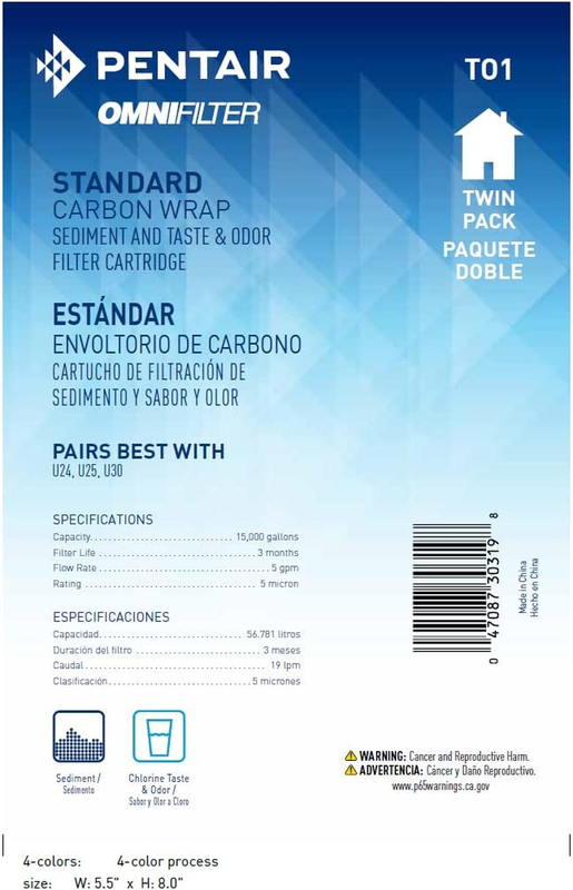 Pentair  TO1 Carbon Water Filter, 10-Inch, Standard Whole House Carbon Wrap Sedi