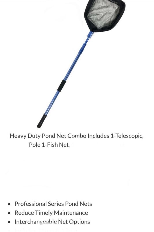 Heavy Duty Koi Pond Sludge/Muck Skimmer Net 18", with Telescopic Pole!
