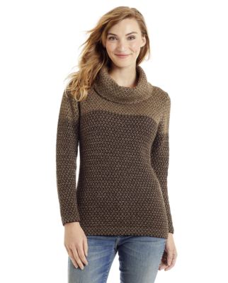 Invisible World Women's 100% Alpaca Nuru Cowl Neck Pullover Sweater