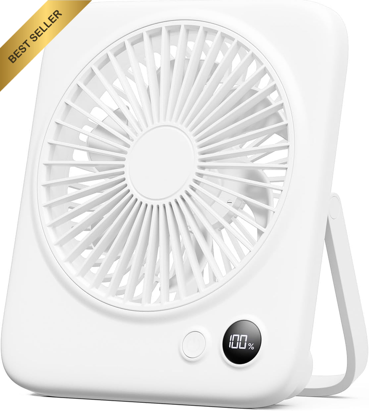 Portable Desktop Fan with Digital Display - 4-Speed Adjustable Airflow, 4000Mah