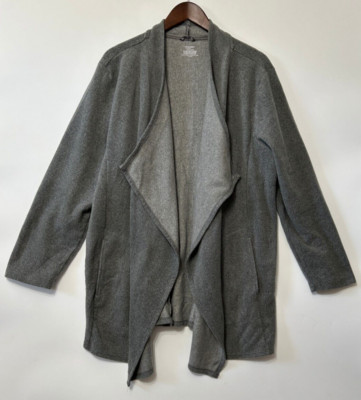 Cuddl Duds Cardigan 3X Waterfall Gray Soft Fleece LS Open Front Sweater
