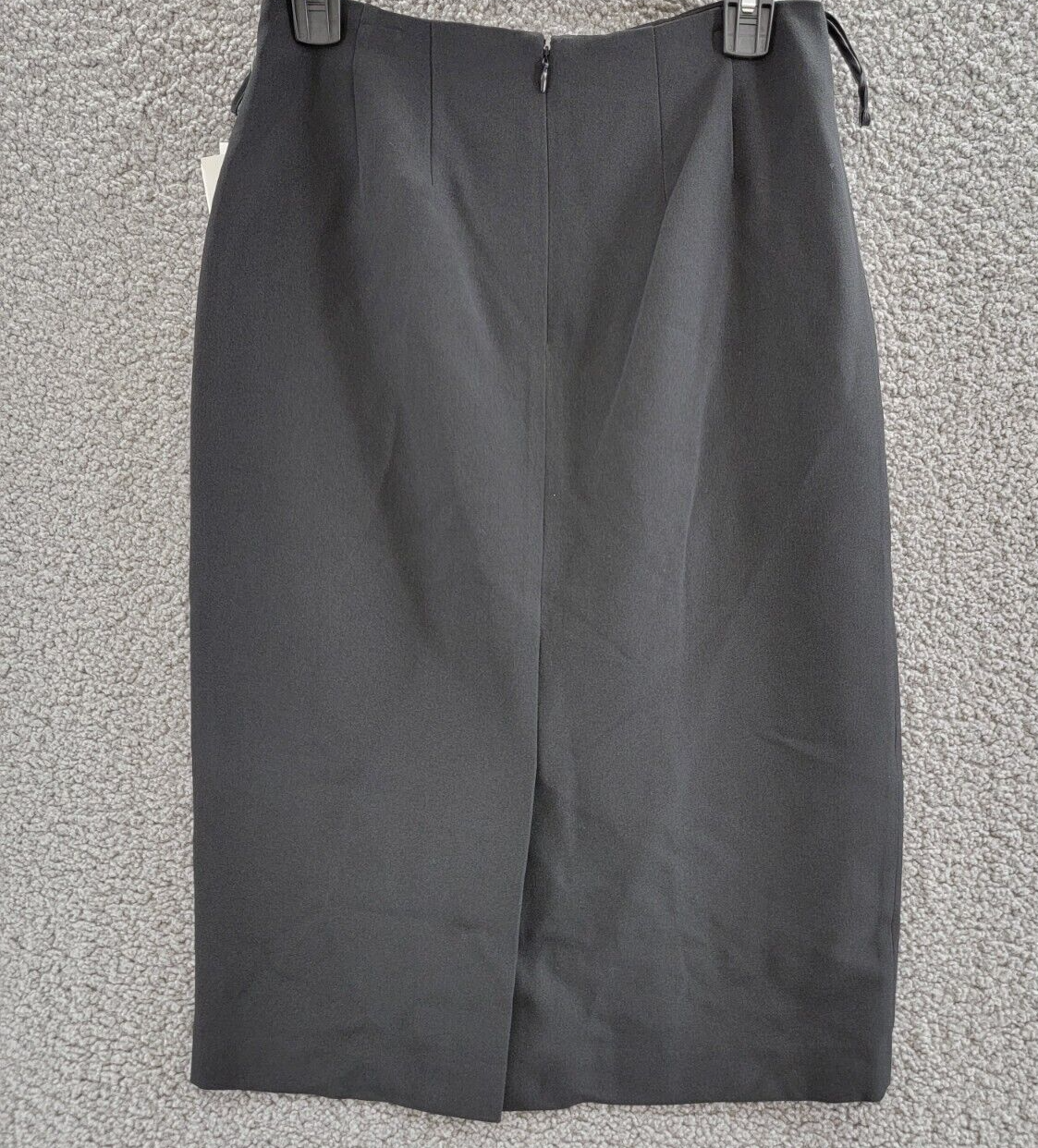 Kasper Crepe Pencil Midi Skirt Women's 4 Black Solid Slit Back Zipped Closure - Picture 8 of 15