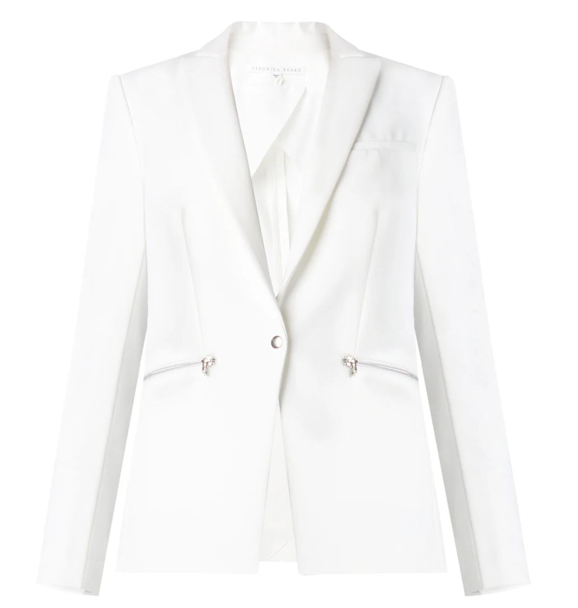 Pre-owned Veronica Beard $645  Iconic Scuba Jacket In Warm White