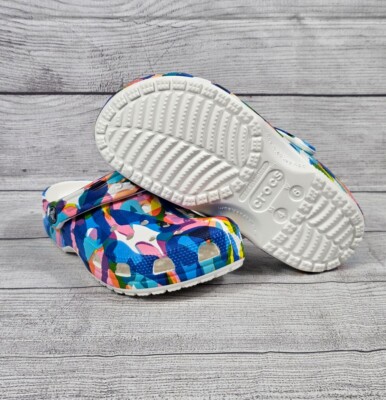 Crocs Classic Clogs Bubble Block Multi Color 207298-0C4 Women's Size 6