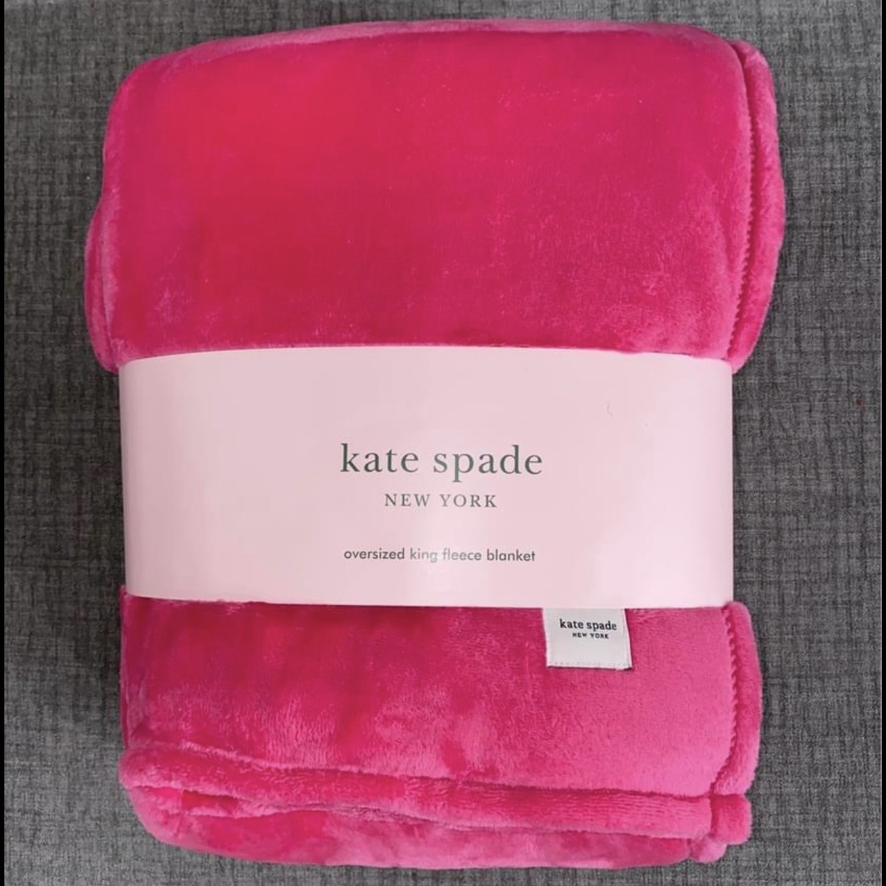 kate spade full/queen フリースブランケット Kate Spade Queen Full Light Blue Green Gray Fleece Throw