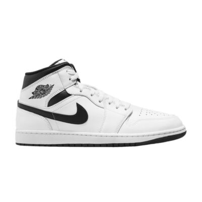 Мужские кроссовки Jordan 1 Mid White/Black-Белый-черный (DQ8426 132)