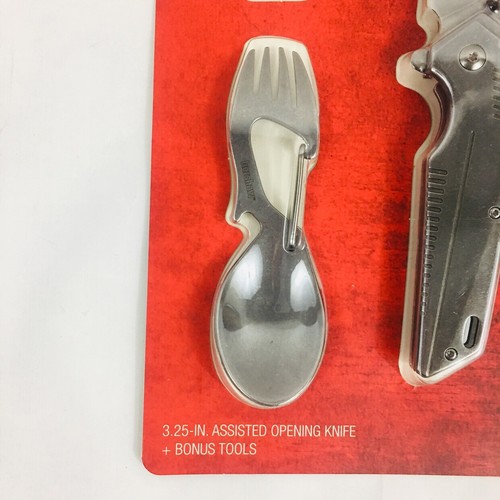 Kershaw 3 Piece Knife Set New Folding Knife Spoon Fork Pry Opener Tool New
