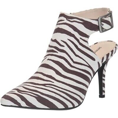 SEVEN DIALS Ankle Strap Sling Pointed Pumps Heels Shoes Brown White Animal 7.5