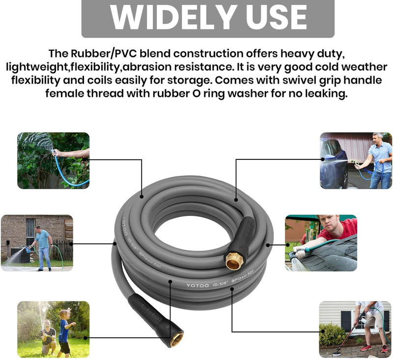 Heavy Duty Hybrid Garden Water Hose 5/8-Inch by 100-Feet 150 PSI Kink Resistant,