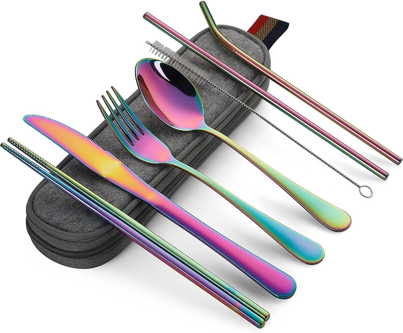 Travel Utensils with Case, Portable Travel Utensils Cutlery Set Stainless Steel