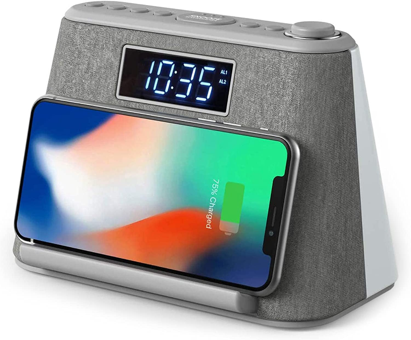 Radio, Bedside Lcd Alarm Clock With Usb Charger & Wireless Q
