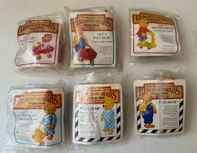 McDonalds Berenstain Bears 1987 Happy Meal Toys Complete Set of 4 + 2 Extras MIP