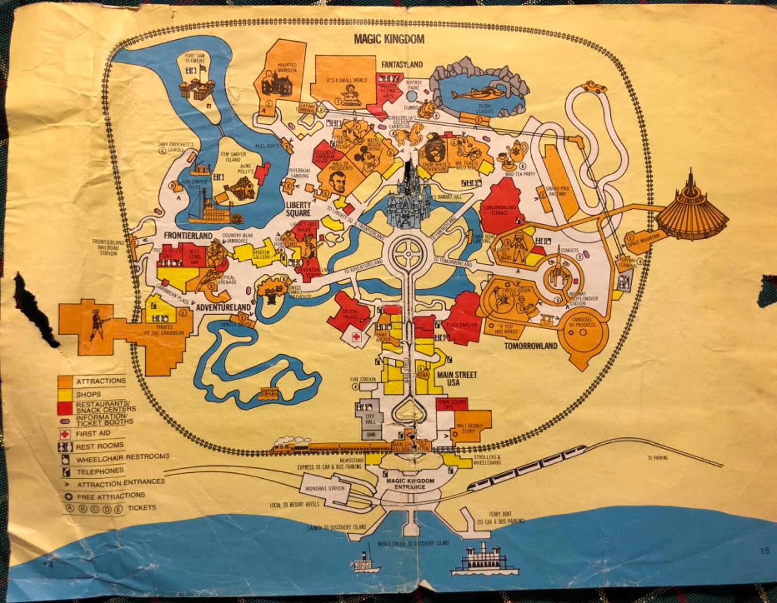 Vintage 70's Disneyworld Map of Magic Kingdom | eBay