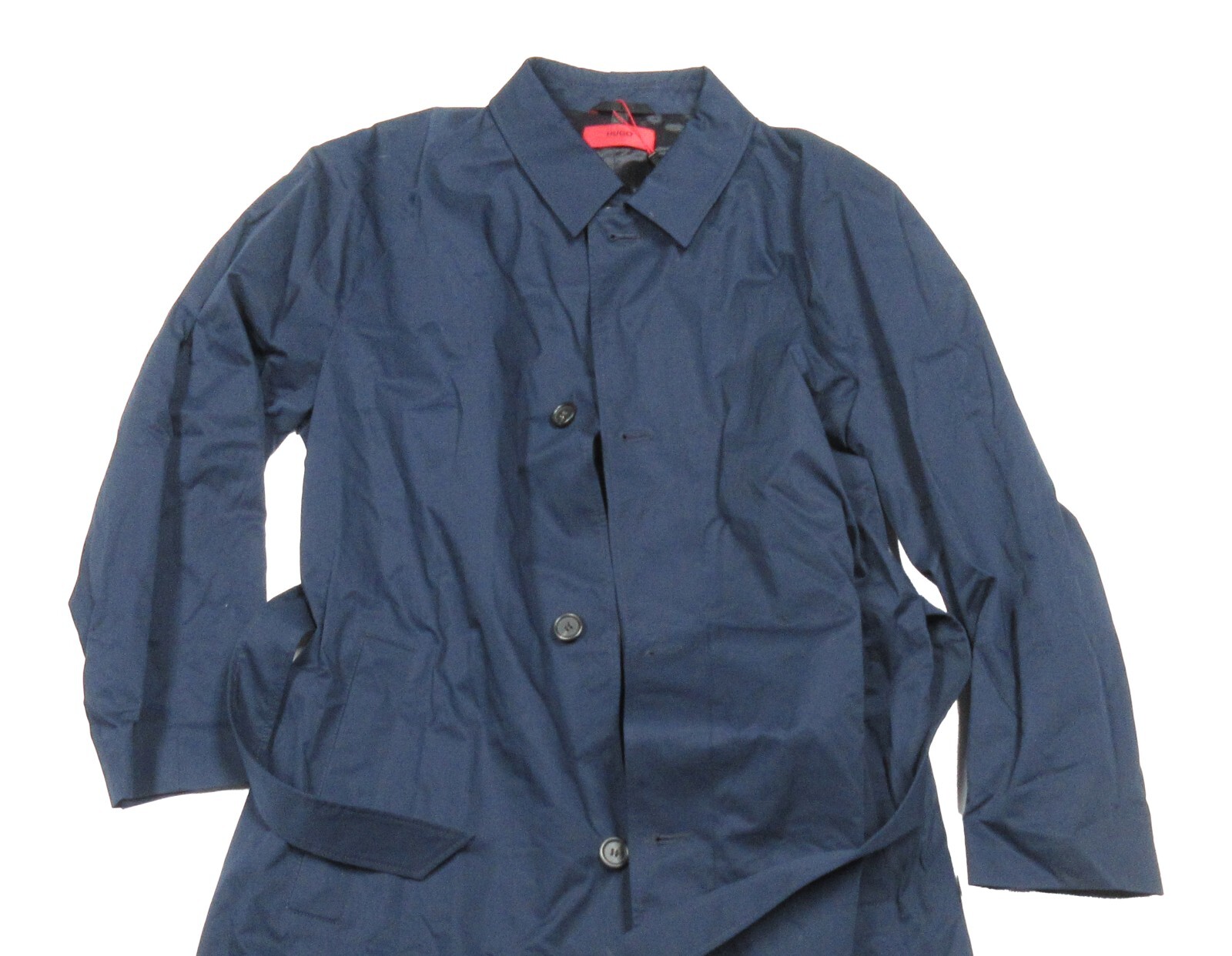 Pre-owned Hugo Boss Red Label Men's Navy Marco 1941 Belted Trench Coat $445 In Blue