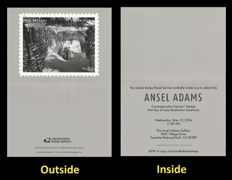 US 5854 Ansel Adams First Day of Issue Ceremony Invitation 2024