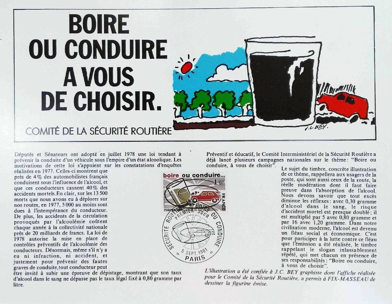 Boire Ou Conduire  France   Feuillet PhilatÃLique Cef 595