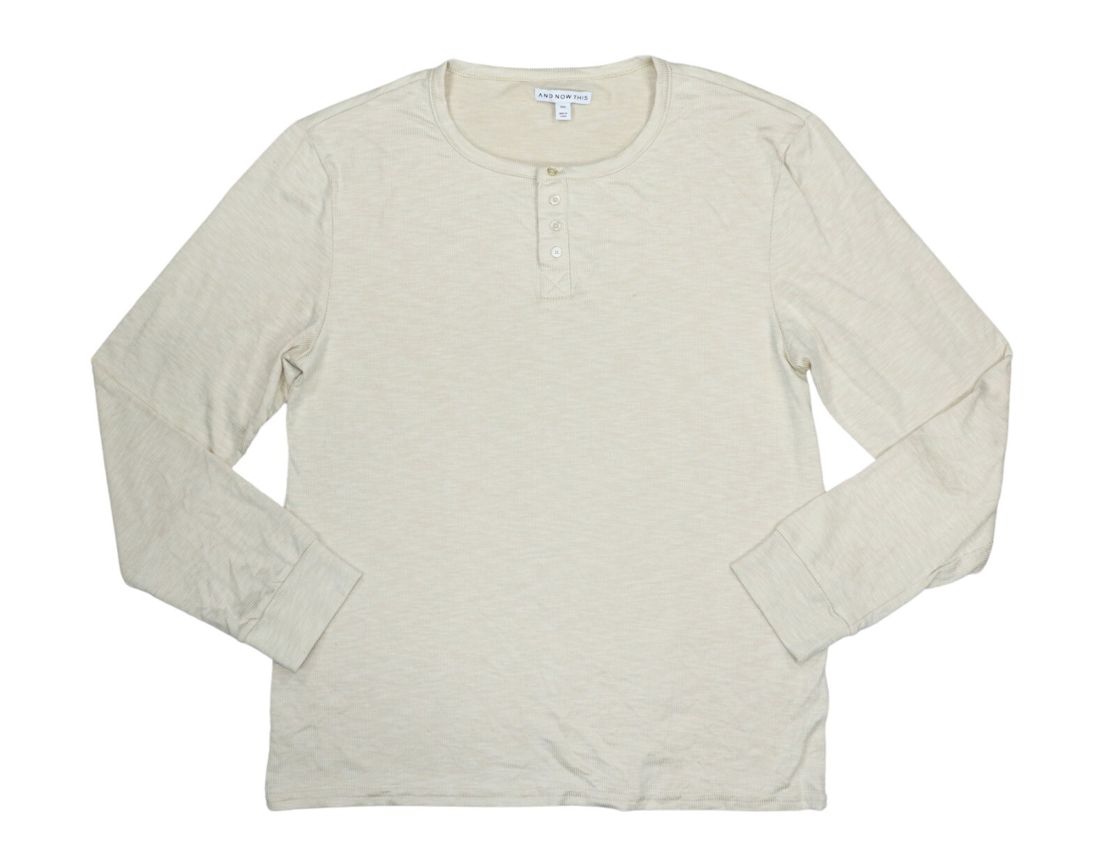 And Now This Ribbed Knit Long Sleeve Solid Color Henley