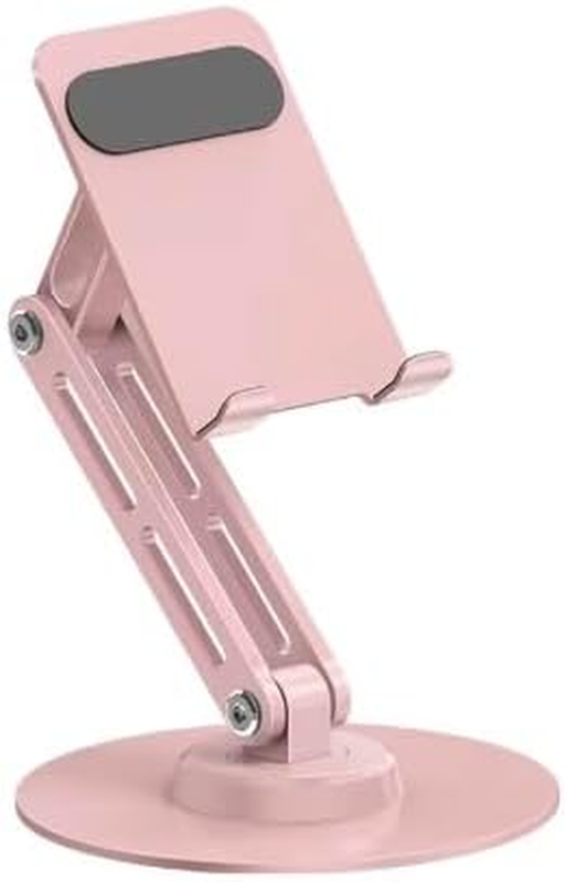Steel Phone and Tablet Stand for Desktop, 360° Rotating Base, 3 Adjustable Joint