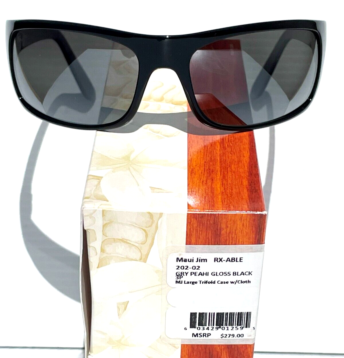 Pre-owned Maui Jim Peahi Gloss Black Polarized Grey Glass Lens Sunglass 202-02 In Gray