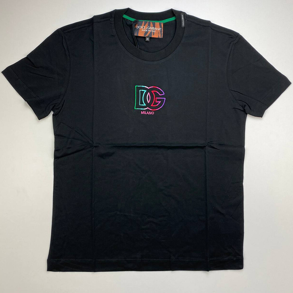 Dolce & Gabbana Men's Milano Logo Embroidered T-shirt Black Dolce & Gabbana Men's Milano Logo Embroidered T-shirt Black