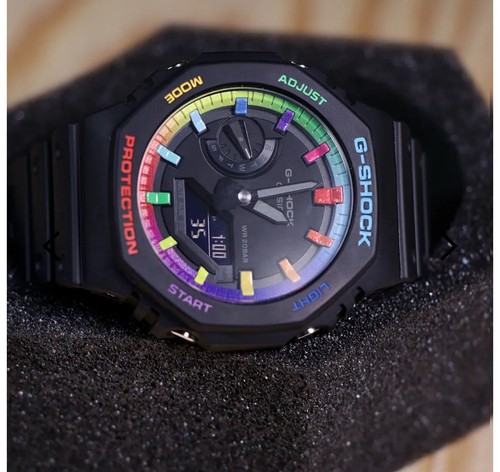 Pre-owned G-shock Casio Shock Black Rainbow, Casio Custom Watch Casioak Mod Modified Watch