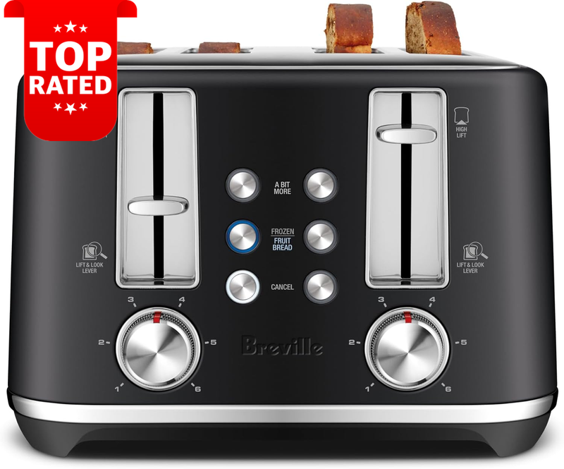 Toastpro 4 Slice Toaster Matte Black High Efficiency Kitchen Appliance