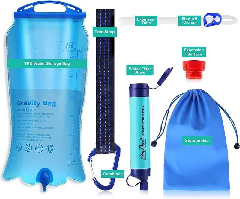 Gravity Water Filter, Portable Gravity-Fed Water Purifier with 3L Gravi