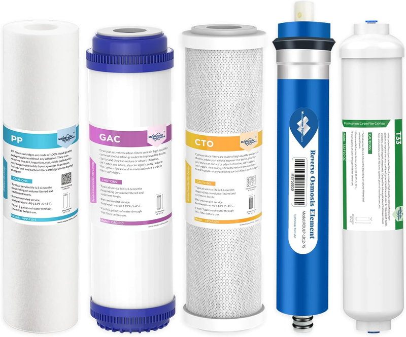 Reverse Osmosis Filter Set 75 GPD for 10-Inch under Sink 5-Stage System