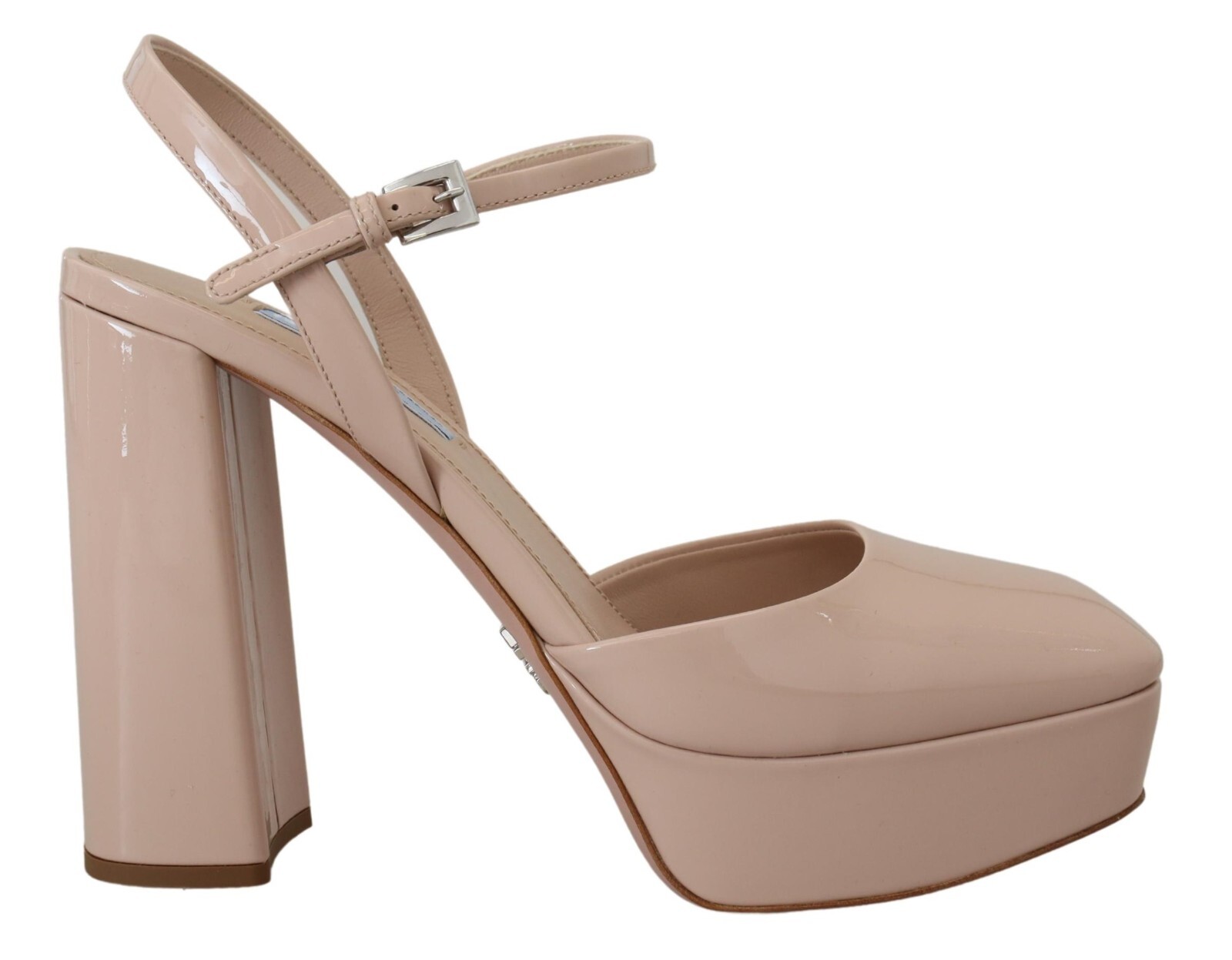 

PRADA Shoes Бежевые лакированные босоножки Vernice на каблуке с ремешком на щиколотке EU36.5 / US6 1200usd, Бежевый