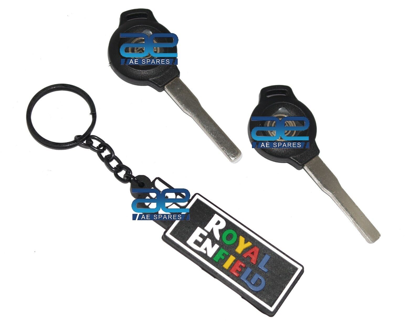 Pair Blank Key & Keyring For Royal Enfield Interceptor Continental Gt 650  