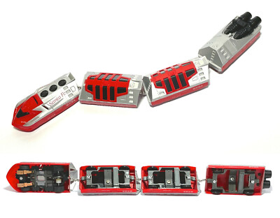 4pc 1989 TYCO 440-X2 Wide Pan SANTA FE 8739 TURBO TRAIN Extra Looong HO Slot Car