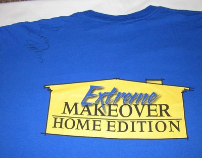 Extreme Makeover Home Edition LARGE blue T-Shirt AUTOGRAPHED Free US Shipping